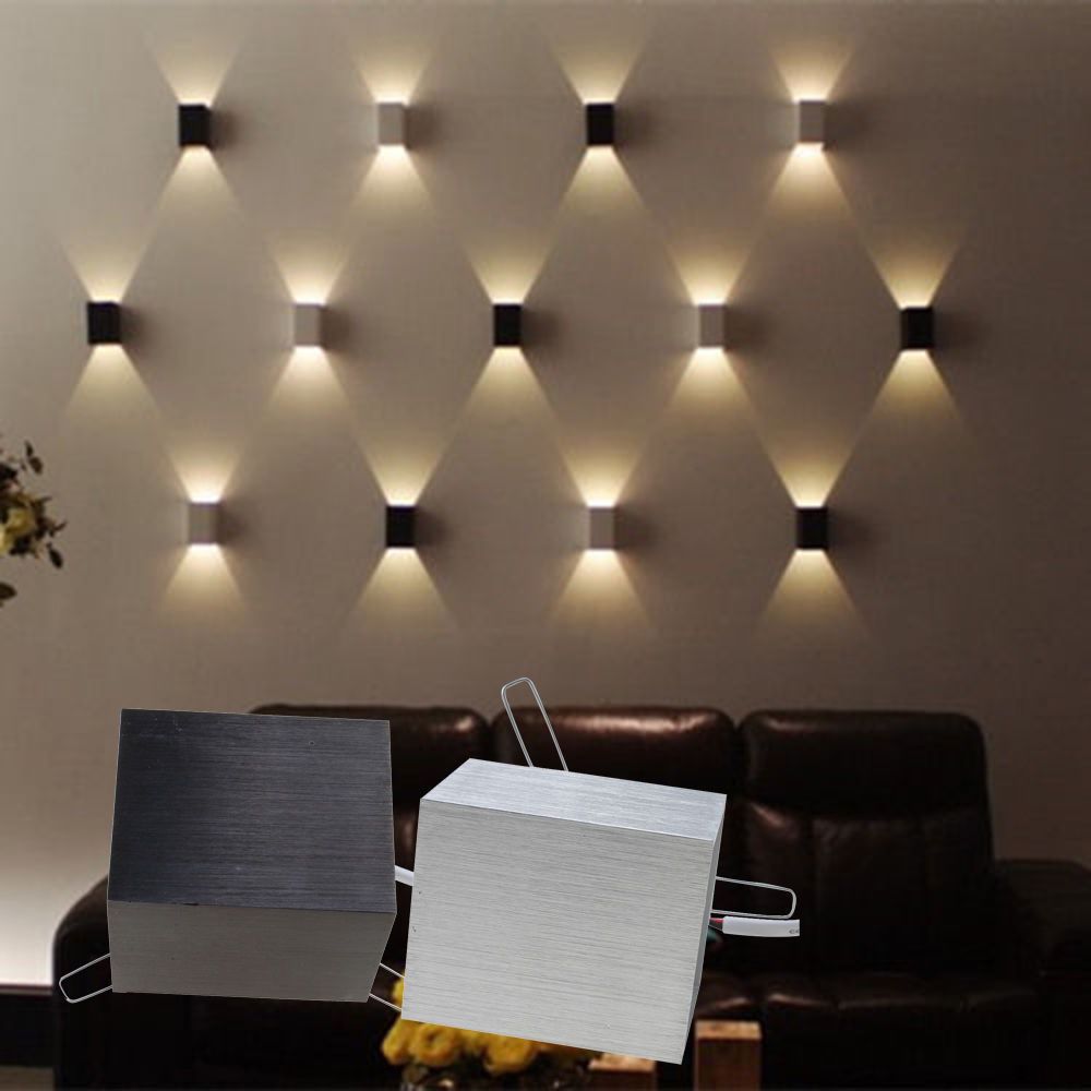 Room design with wall lights 3w led square wall lamp hall porch walkway bedroom livingroom home fixture DUAUQWZ