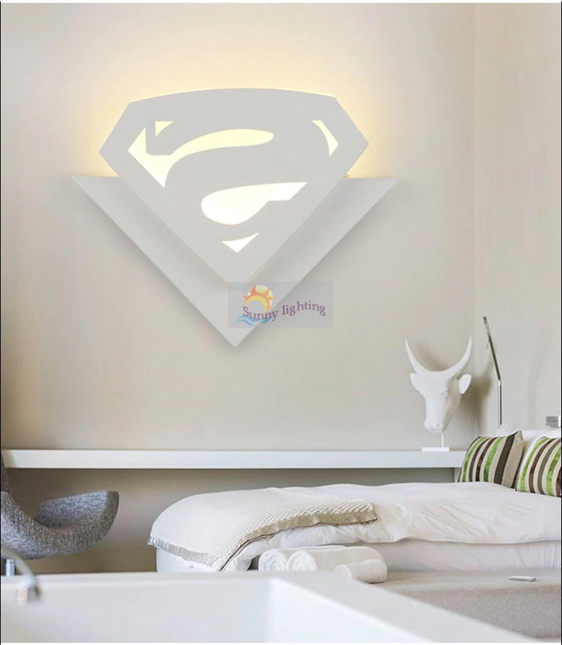 wall lamp for kids room children room 8w led wall lamp abajur cartoon superman acryl wall lights VECVQYX