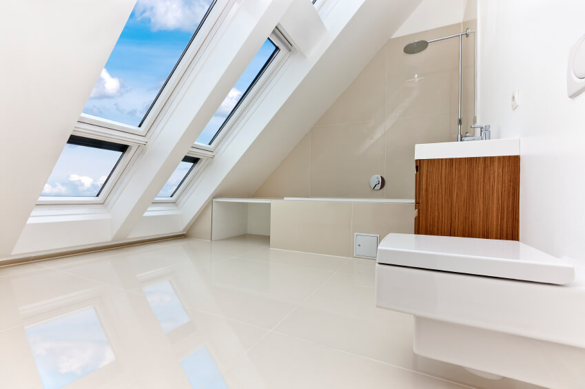 bathrooms pitched roof an all white bathroom with a slanted roof with plenty of windows. the VPZHLOR