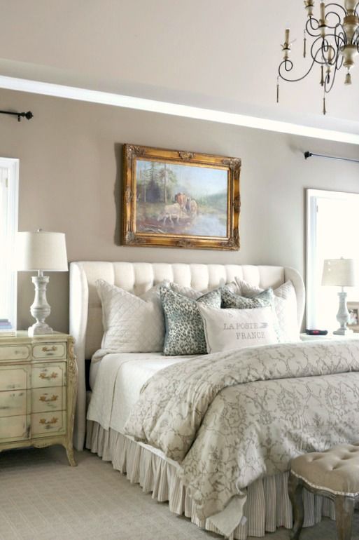 Country style bedroom french country style, bedroom, tufted upholstered headboard, restoration  hardware, pottery barn, bedding, alexandria IJIZOBV