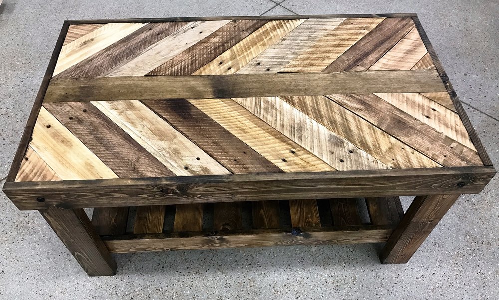 Custom made furniture stained reclaimed wood coffee table NDUIOYG