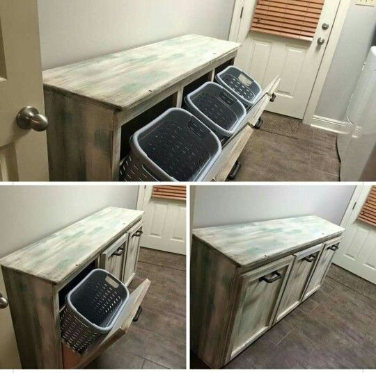 Laundry Basket Ideas this looks so much better than hampers sitting around! laundry room tables,  farmhouse FDHGBDP