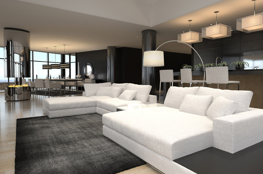 Modern living room ideas black and white furnished modern living room UXCDFGM