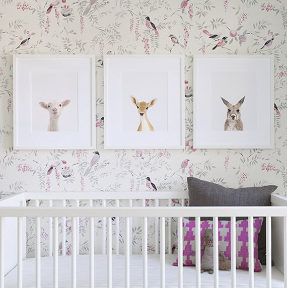 nursery wallpaper ideas girls nursery // bird wallpaper // the animal print shop ICZFBMW