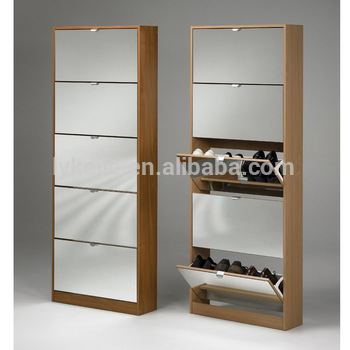 Shoe cabinet super quality closed iron shoe cabinet design black-white color shoe rack  standing mirror PHSSDON
