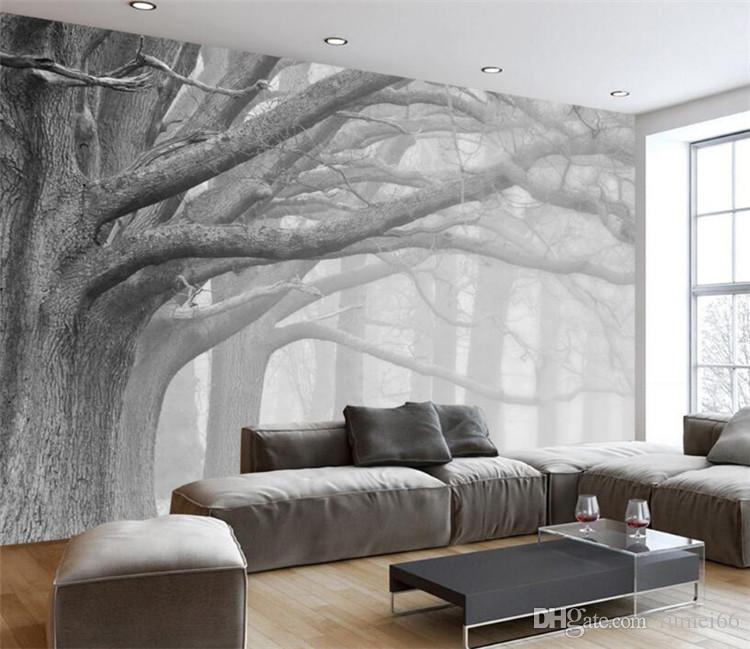 wall murals modern 3d wallpaper living room bedroom murals modern black and white forest tree  art GFVEDZI