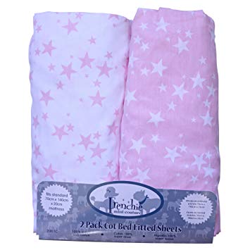 Cots 140×200 cm european size cot bed fitted sheets, (140 x 70 cm) white and pink RKXRZPD