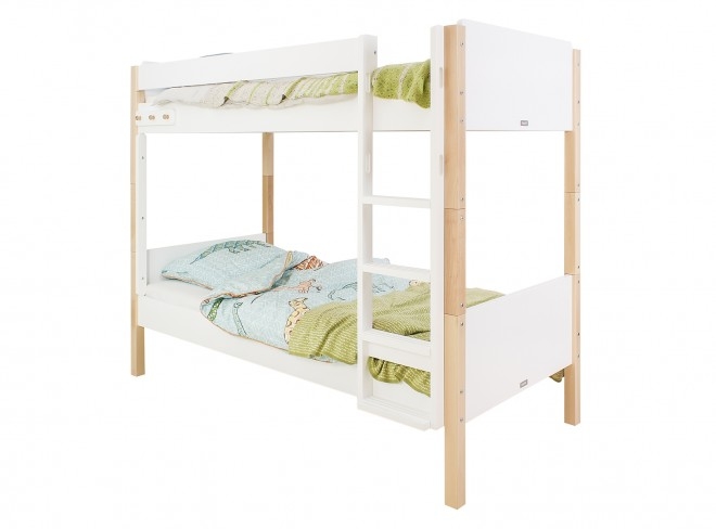 Cots 90×200 cm bopita jente bunkbed 90 x 200 cm white-natural with straight stairs DYJXJWV