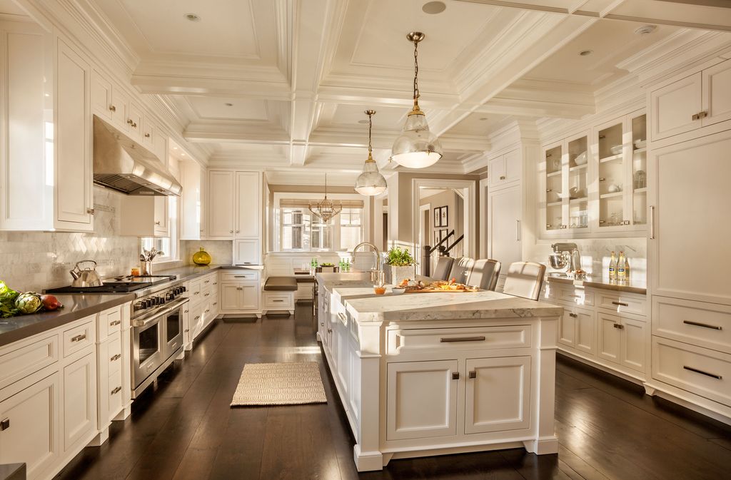 dream kitchens with white kitchen islands go all white with custom ornate woodwork (dream white kitchen) LCQGRZH