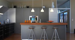 modern kitchen with bar counter kitchen 42 brilliant modern kitchen with plenty of metallic hues 10  fashionable MKZLVJQ