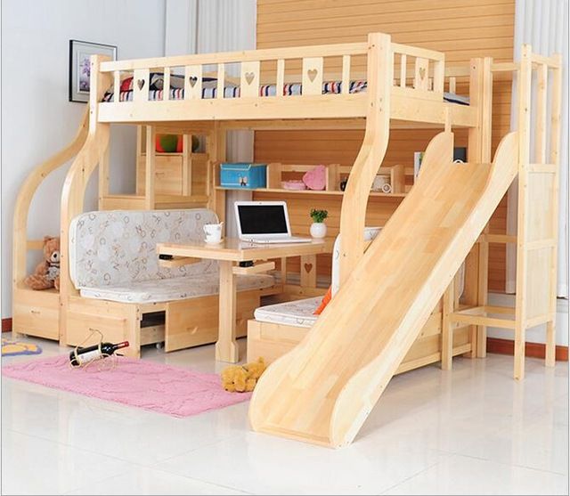 Multifunctional children beds children beds multi-function environmental children bunk bed wooden beds  with study desk SNSGALM