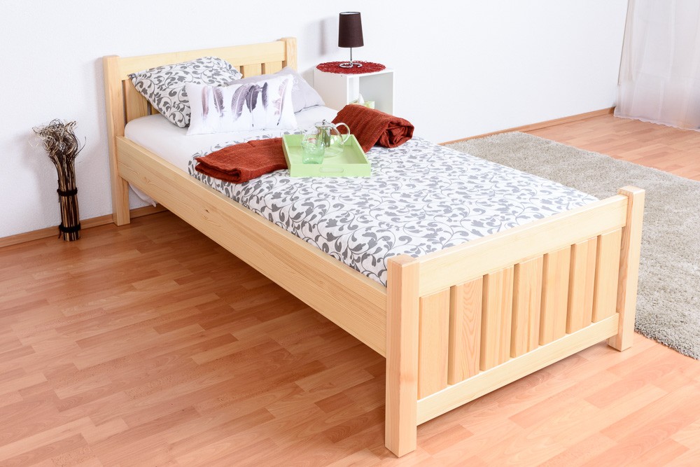 Slatted frames 90×200 single bed 66, solid pine wood, clearly varnished, incl. slatted bed frame BNKXOYI