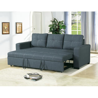 sofa beds with storage underneath esofastore convertible sofa blue grey polyfiber modern accent stitching  comfort plush couch MSGOBGS