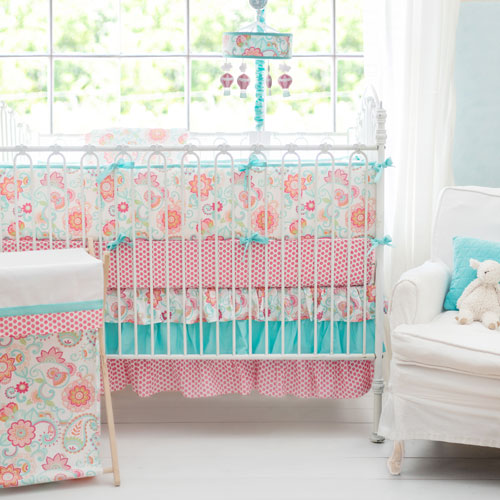 Paisley Crib Bedding | Aqua Baby bedding | Paisley Baby Bedding