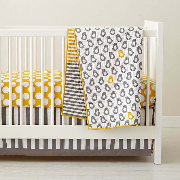 Baby Crib Bedding: Baby Grey & Yellow Patterned Crib Bedding | Crate