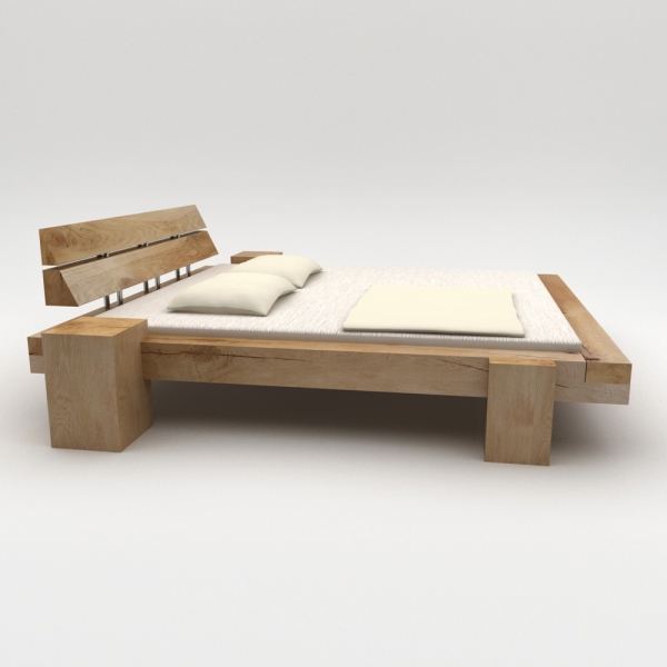 Beam beds wild oak 'Long night', with integrated side tables