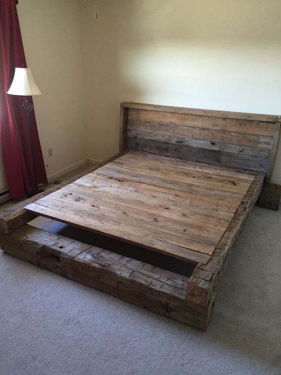 King Platform Bed - Made From Hand-Hewn and Rough Cut Reclaimed