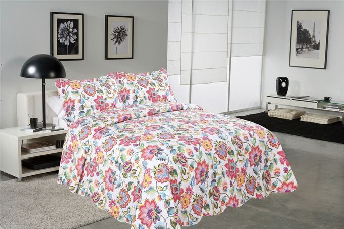Cockscomb Flower Double Bed Quilt Covers , Microfiber Fabric Quilt