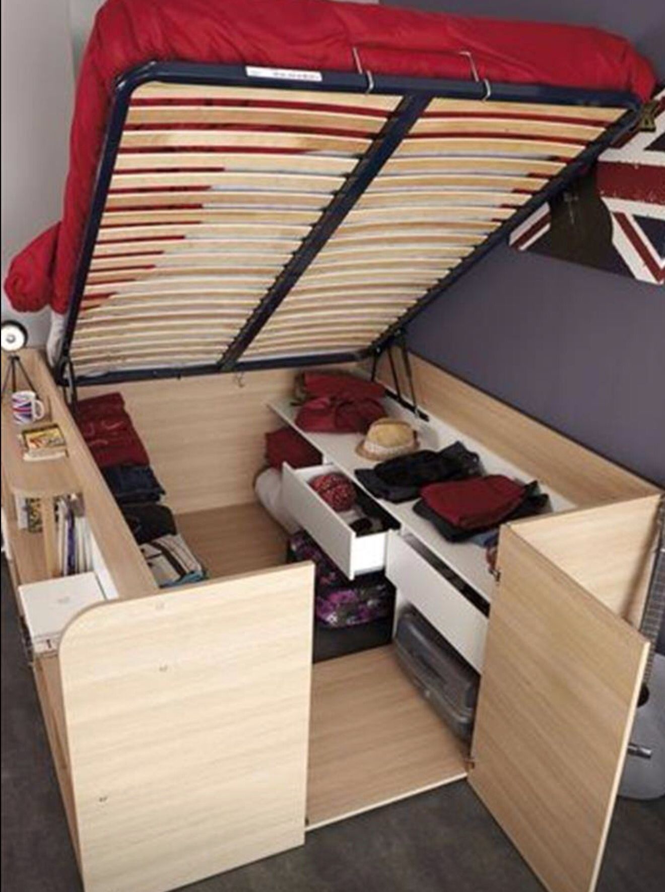 Cool idea for extra storage space in a smaller room.