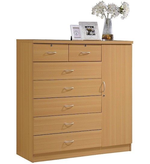 Large Bedroom Dresser Tall 7 Drawer Chest of Drawers Beech Wood