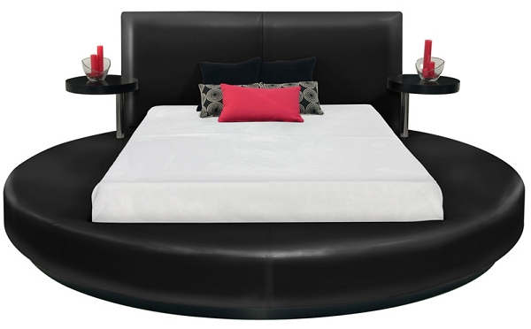 Round Black Platform Bed - Queen Size