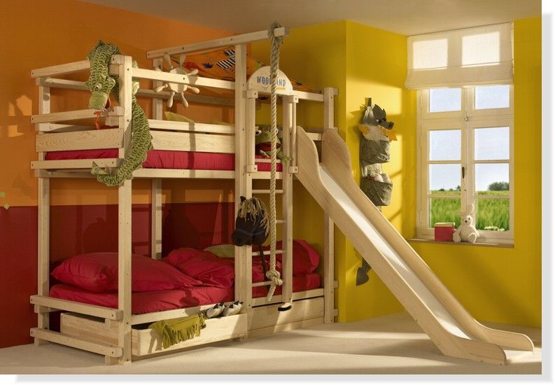 Children S High Beds With Slide, Bunk Bed With Slide And Desk