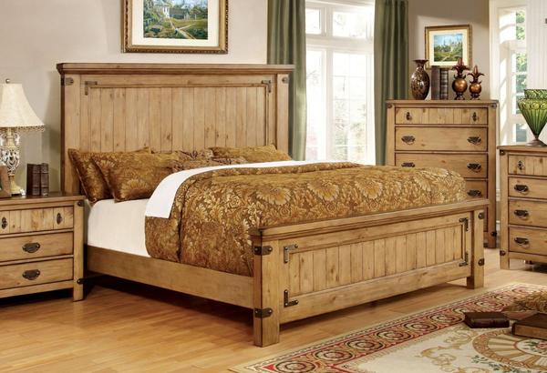 Furniture of America IDF-7449Q Mallon Country Style Plank Queen Bed