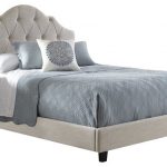 Modern Cream Colored Upholstered Bed with diamond shaped button