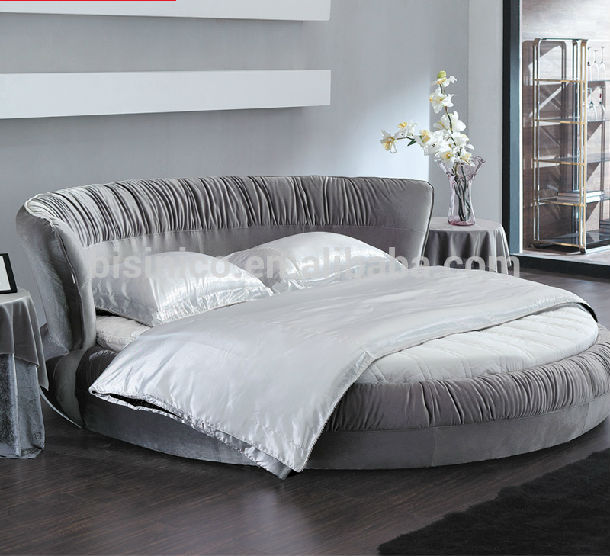 New Model--bisini Top Grade Fabric Grey Round Bed,Double Bed - Buy