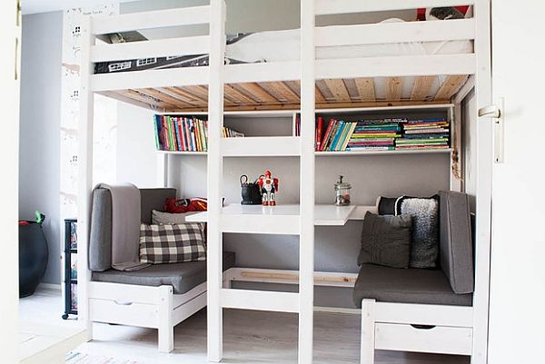 Loft Beds With Desks Underneath | Bedroom Built Ins | Bedroom, Room