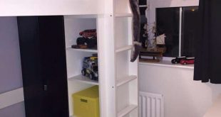 Tiny box room, ikea stuva loft bed. Making the most of small bedroom space.  Great under bed storage. #ikea #boys #bedroom