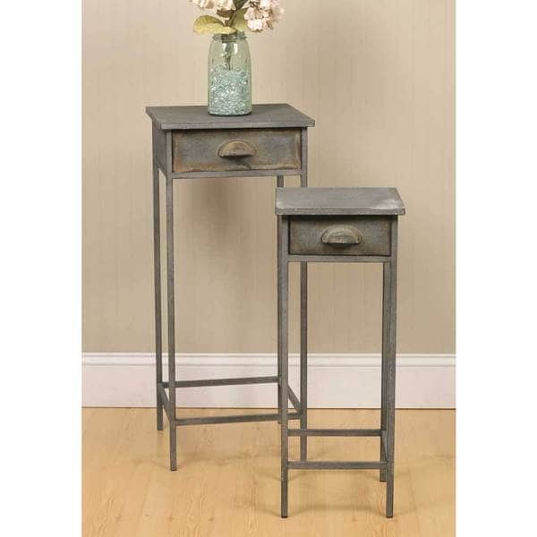 Shop Grey Metal Bedside Tables (Set of 2) - Free Shipping Today