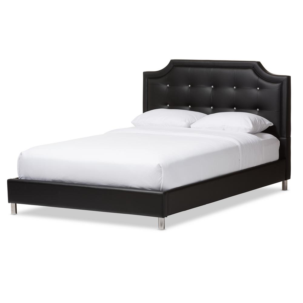 Baxton Studio Carlotta Transitional Black Faux Leather Upholstered King  Size Bed