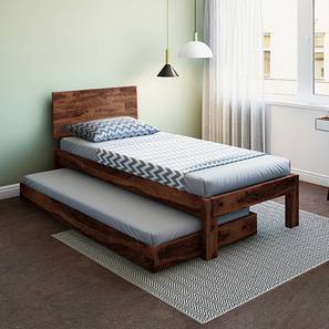 Boston Single Bed (Teak Finish, With Trundle) by Urban Ladder