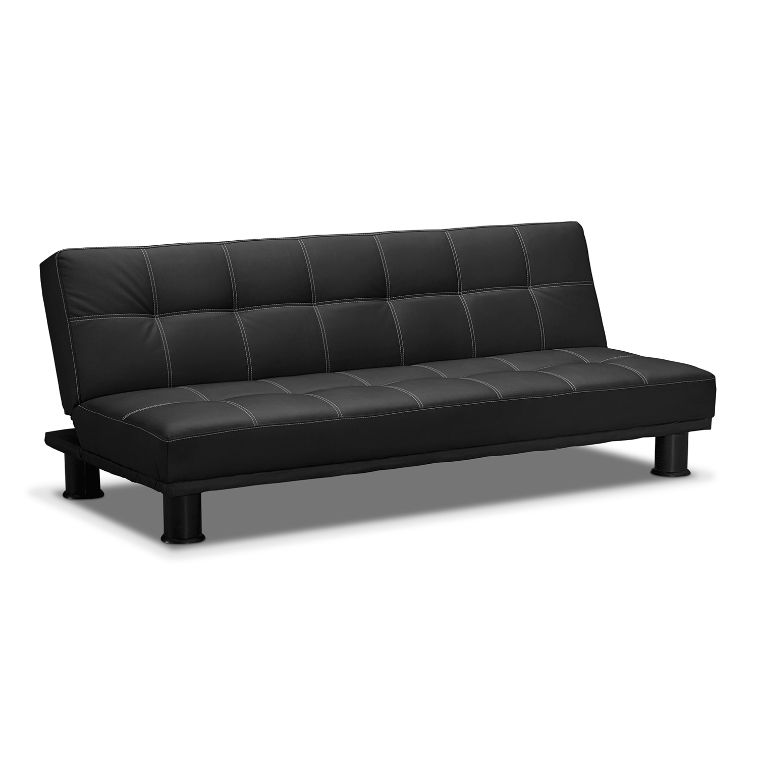 Phyllo Futon Sofa Bed - Black | Value City Furniture and Mattresses