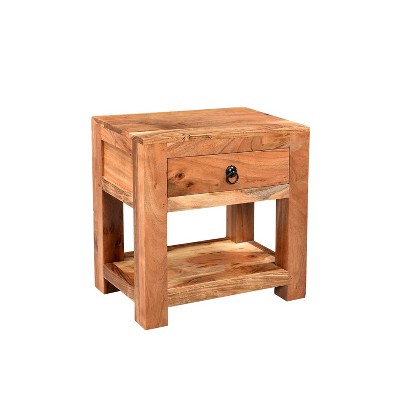 Ajmer Nightstand Solid Wood Bedside Table Natural - Timbergirl : Target