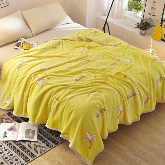 Cartoon Decoration Banana Fleece Blankets for Beds US Flag Throw