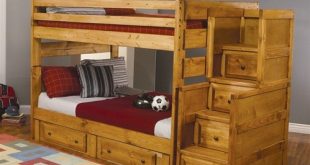 Amber Wash Full Stairway Bunk Bed With Drawers | Youth Bunk Beds