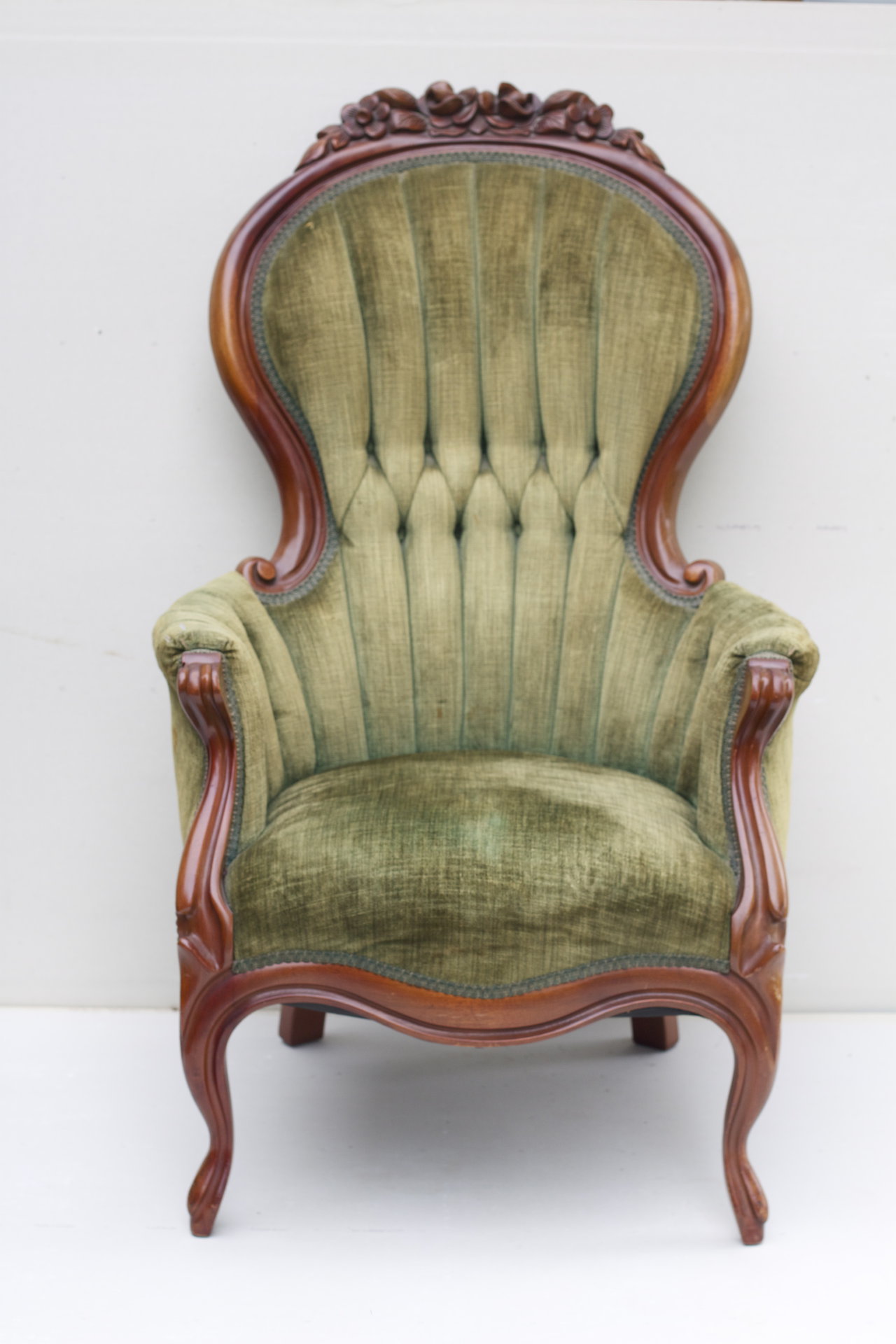 Best Marhamchurch Antiques Chairs Chair Vintage With Tufted Sage Green  Chenille Upholstery And Antique Armchairs Upholstered Armchair Styles Parts  Design