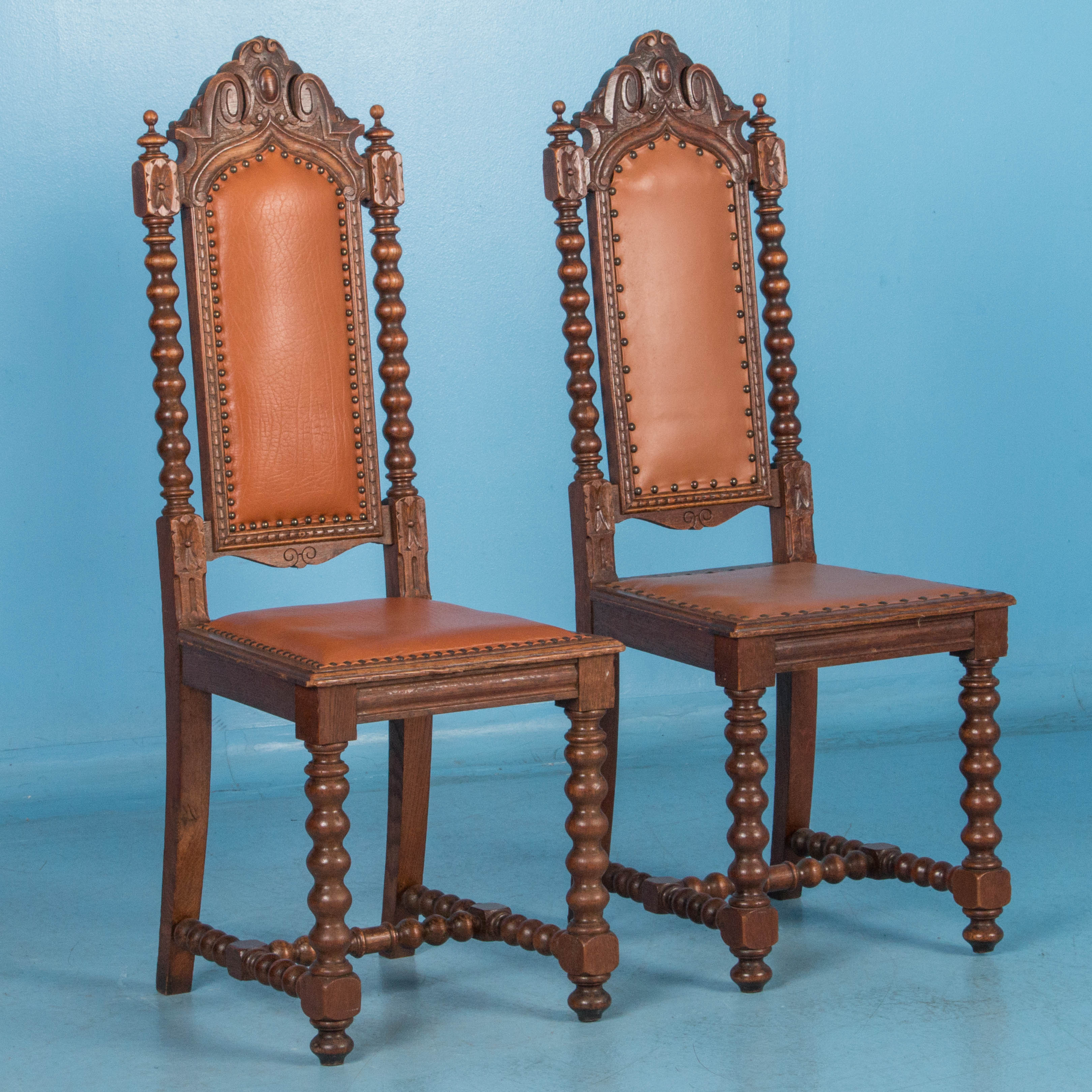 Set of 12 Antique 19th Century Oak High Back Danish Renaissance Side Chairs