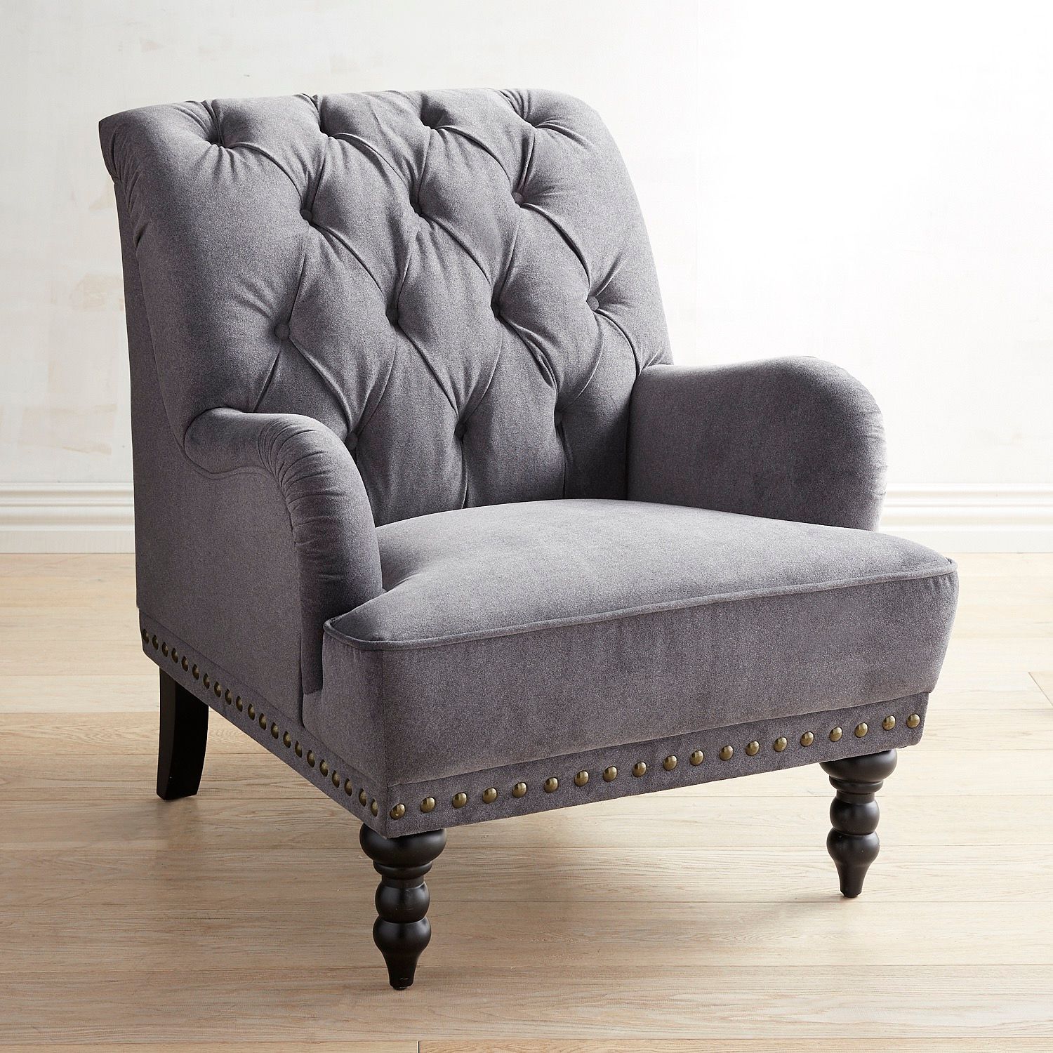 Chas Zinc Gray Velvet Armchair