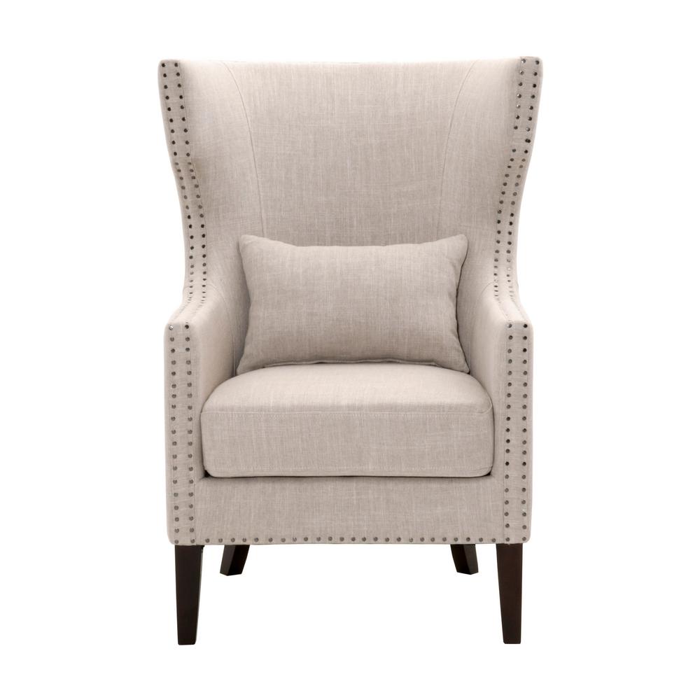 Home Decorators Collection Bentley Birch Neutral Upholstered Arm Chair