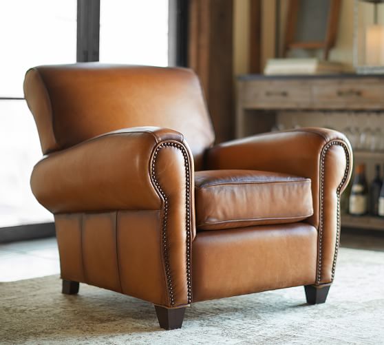Manhattan Leather Armchair with Nailheads
