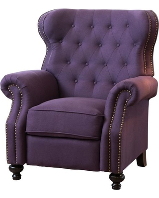 Waldo Tufted Back Studded Accent Recliner Armchair, Plum