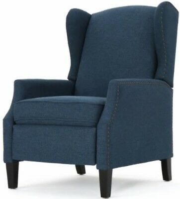 Navy Blue Wingback Accent Club Recliner Chairs Armchair Recliners Wing Arm  Chair
