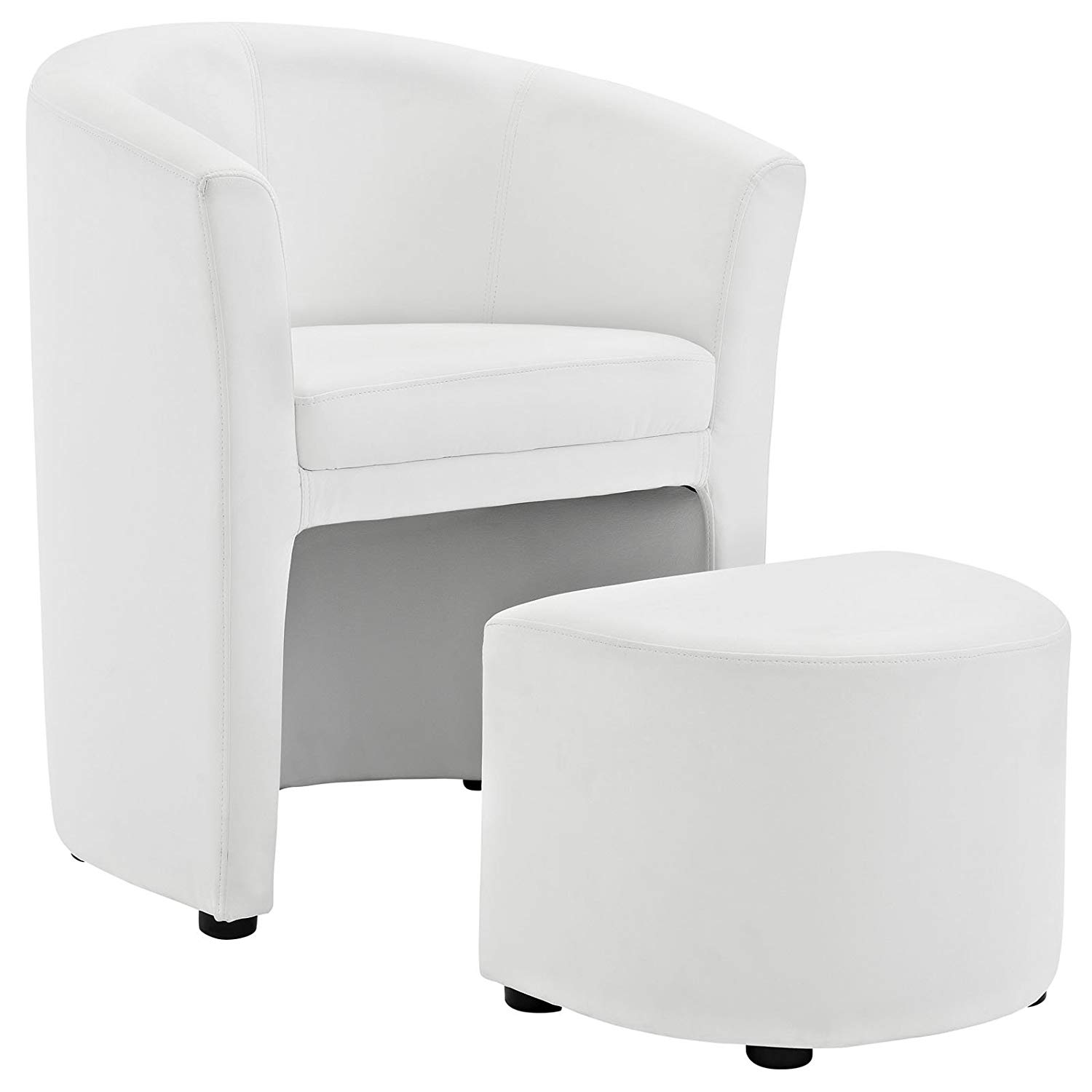 Traveller Location: Modway EEI-1407-WHI Divulge Faux Leather Accent Arm Lounge Chair  and Ottoman 2-Piece Set White: Kitchen & Dining