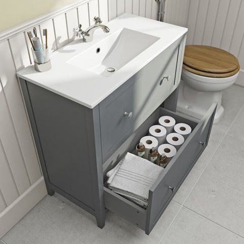 The Bath Co. Camberley grey vanity unit with basin 800mm | Traveller Location