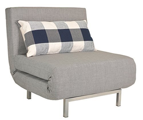 Cortesi Home Savion Convertible Accent Chair Bed, Grey