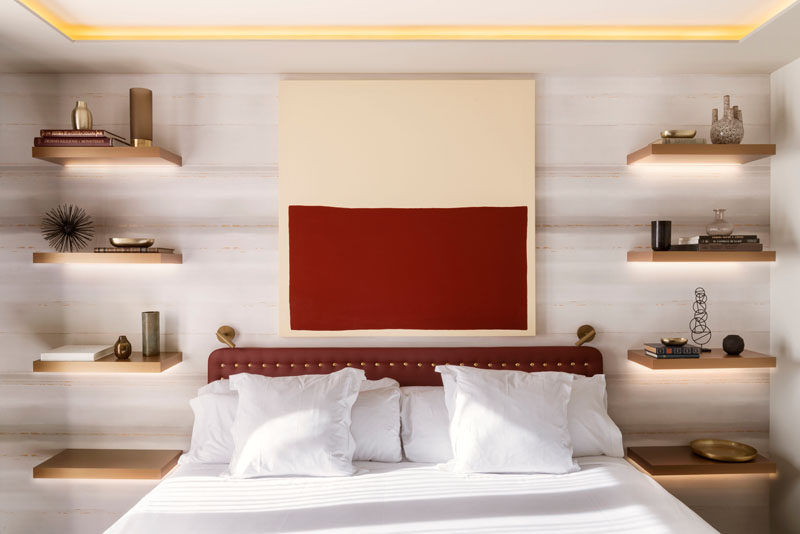 Bedroom Design Idea – Replace A Bedside Table And Lamp With Floating Shelves  And Hidden Lighting