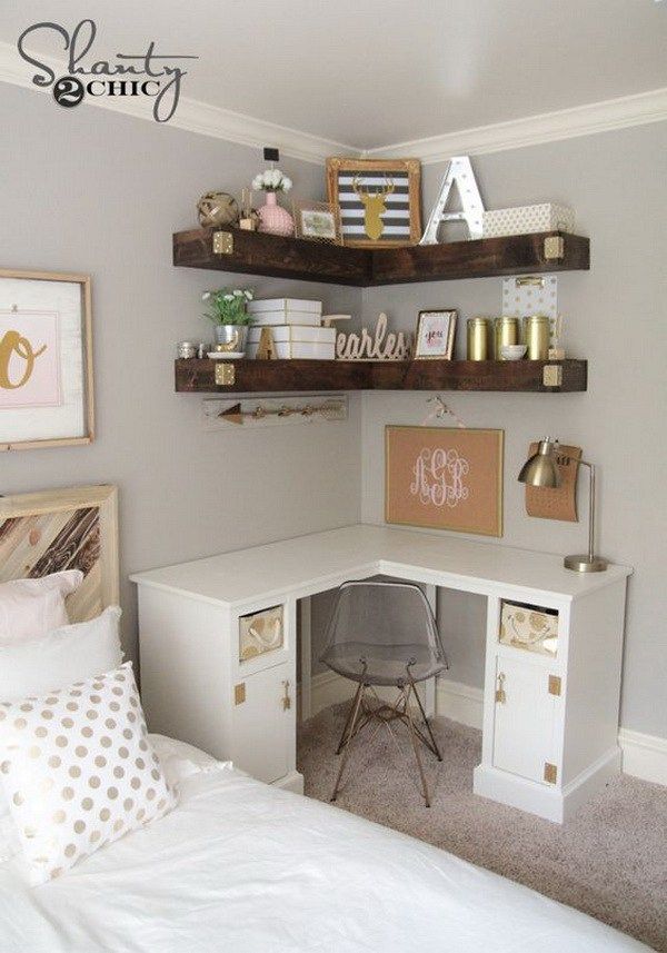 Add more storage to your small space with some DIY floating corner shelves!